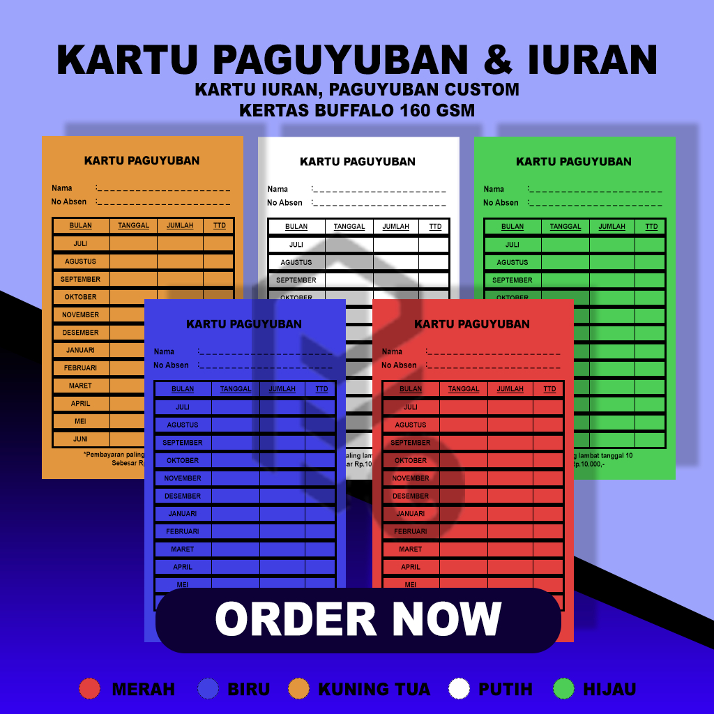 

[100 LEMBAR] KARTU IURAN & PAGUYUBAN