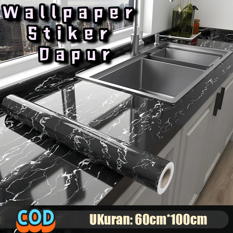 【PROMO TERMURAH】 60CM*100CM Wallpaper Stiker Dinding 3D Walpaper Dapur Anti Minyak Dan Panas Kamar M