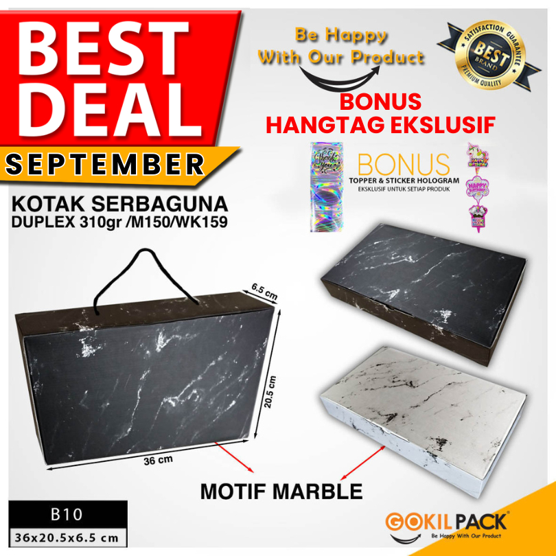 

Box Kado Marble - Kotak Packaging Hijab Sajadah - Gift - Uk 36x20,5x6,5 cm - B10