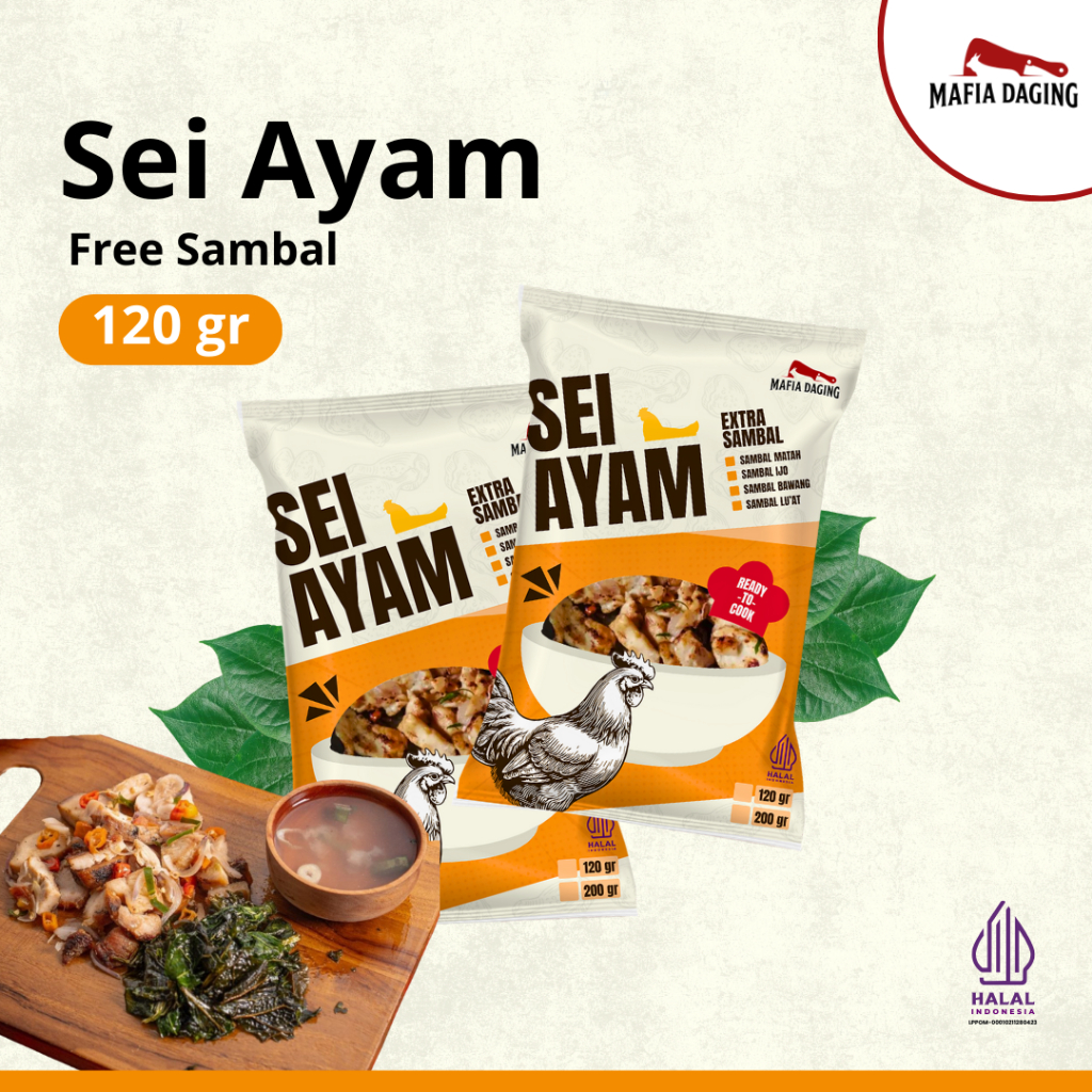 

[Mafia Daging] Sei Ayam / Daging Ayam Asap Frozen Sambal Ijo Sambal Matah Sambal Bawang Sambal Lu'at 120g