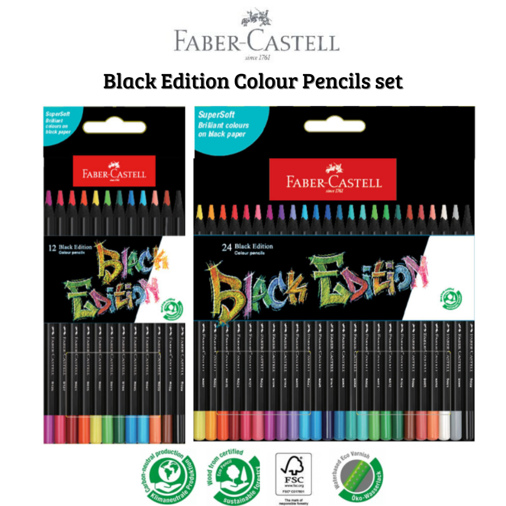

FABER CASTELL COLOUR PENCILS/PENSIL WARNA BLACK EDITION 12/24 PCS
