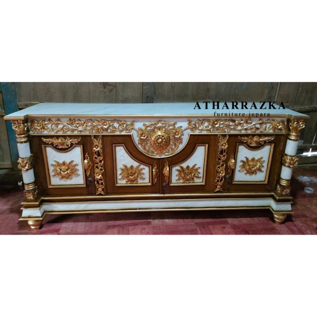 MEJA TV JATI UKIR_BUFET TV UKIR KAYU JATI ASLI JEPARA