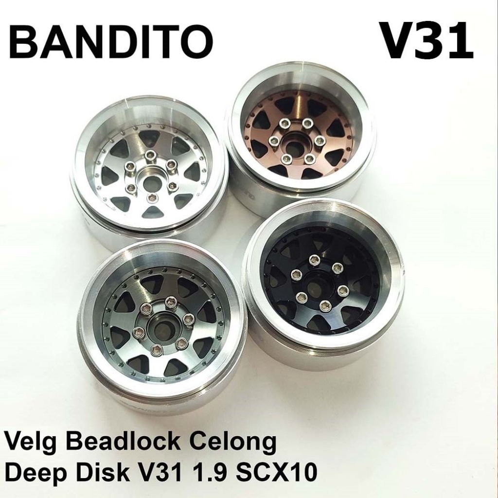 Bandito Velg Beadlock Celong Deep Disk V31 Silver 1.9 SCX10