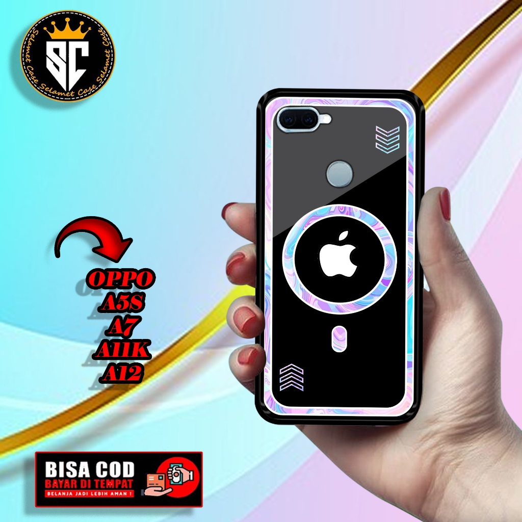 Case OPPO A5S/A7/A11K/A12 Motif APPLE Terbaru softcase dan hardcase glossy - Custom Case - Casing - 