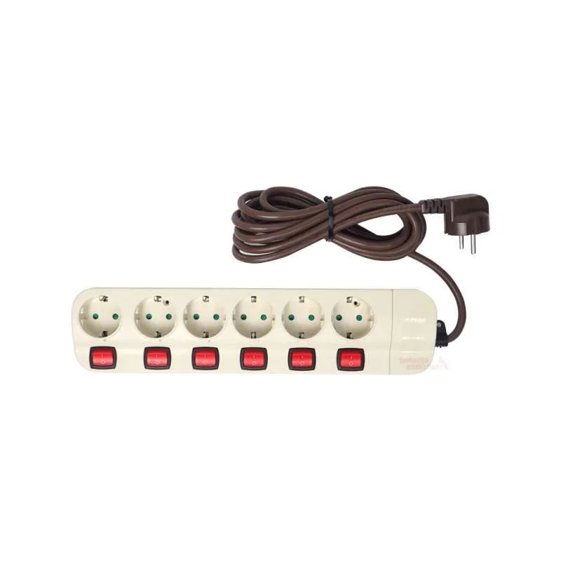 Stop Kontak Arde 6L + Kbl 1.5m + 6 Sak Uticon ST-8682 SW (1.5M)