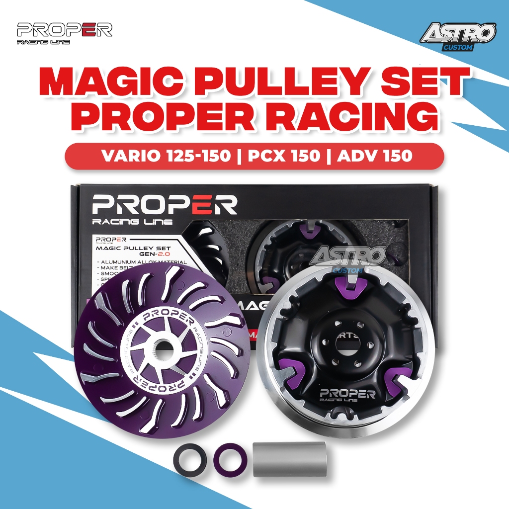 Proper Magic Pulley Set PCX 150 ADV 150 Vario 125 Big Pulley Rumah Roller Puley Gen 2 Racing Line