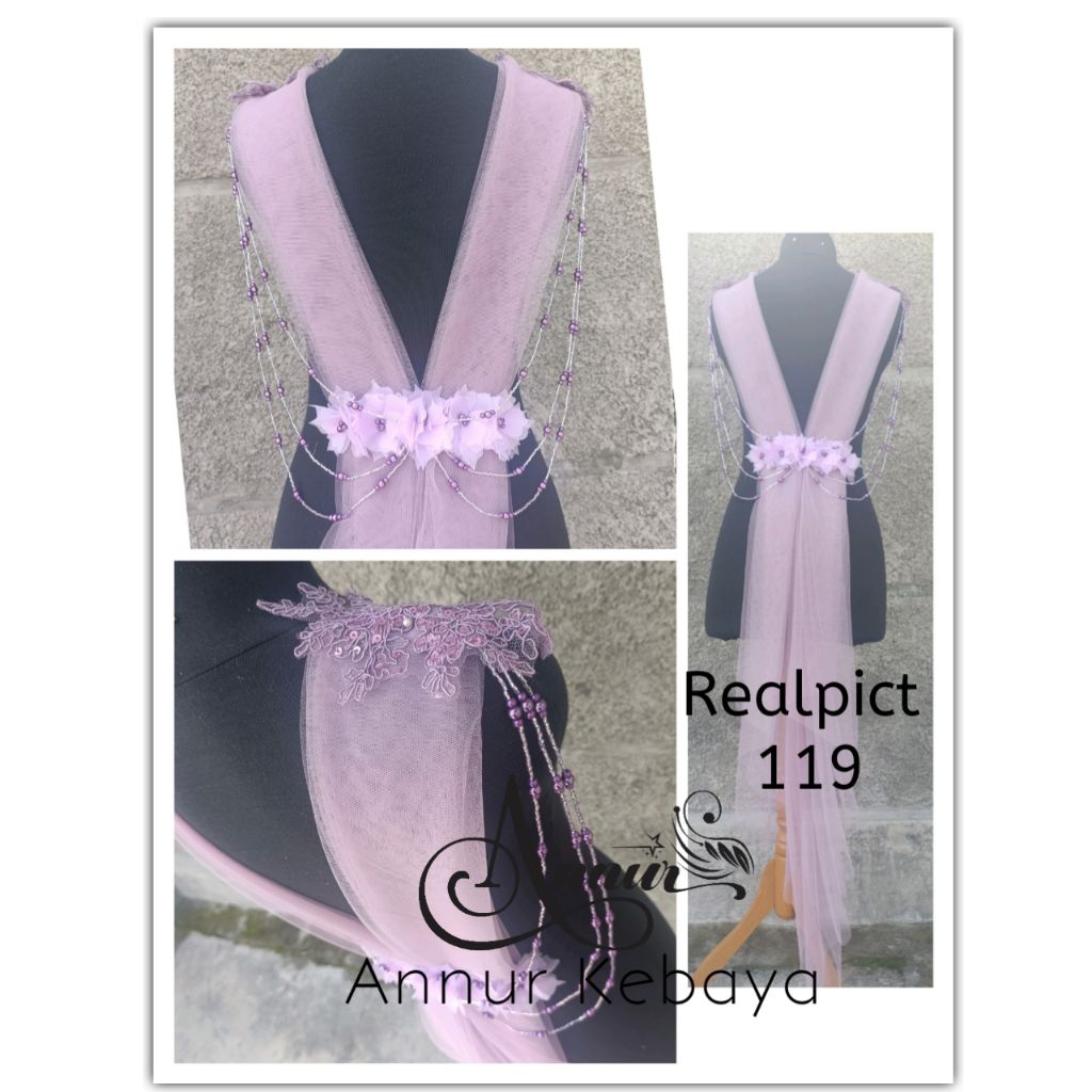 119 realpict selendang kebaya variasi kebaya drapery belakang sayap kebaya