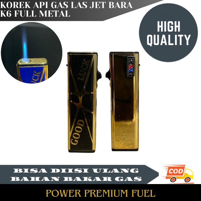 RENNE Korek Api Gas Jet Bara Hitam Full Metal Korek Las Stylish Elegan