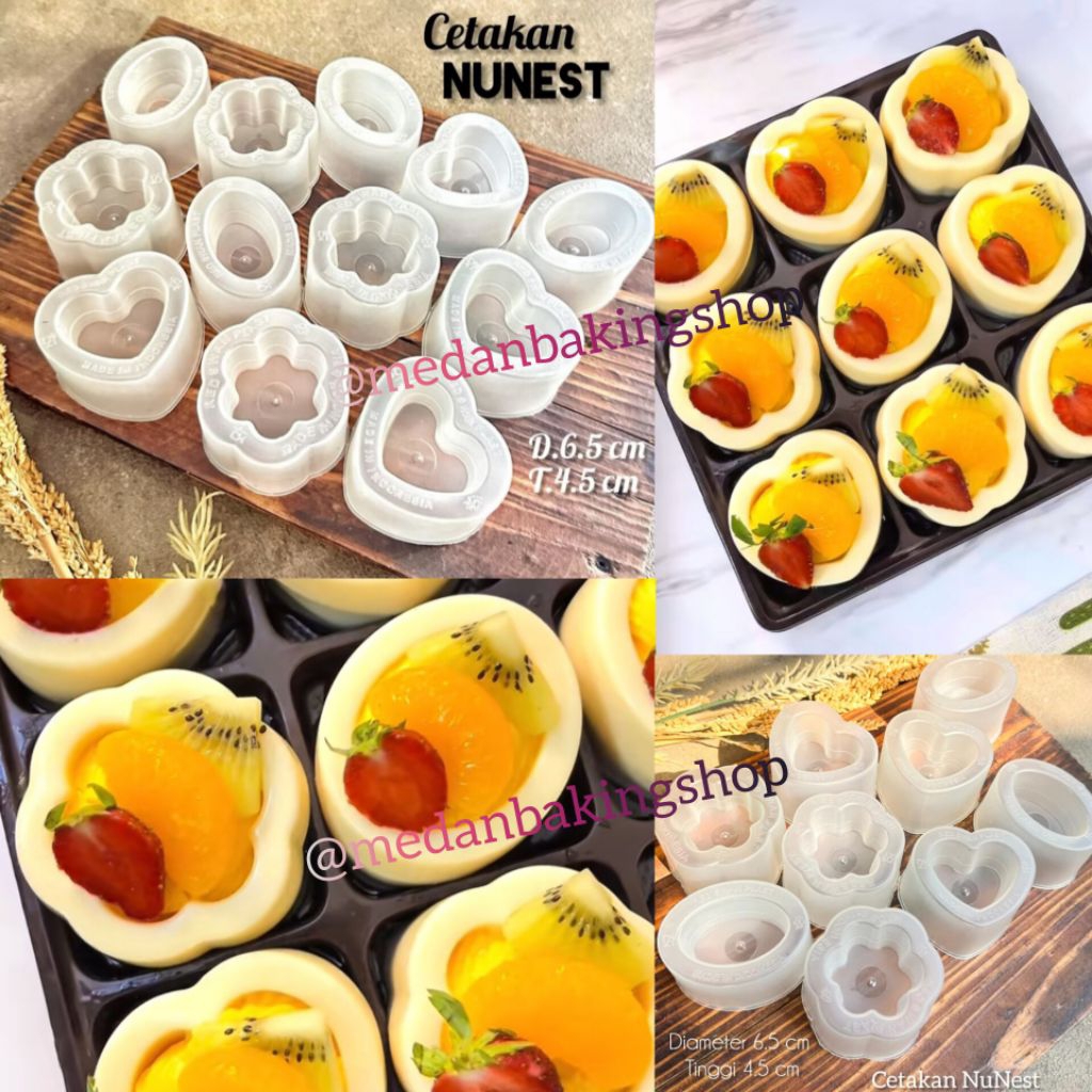 12pcs Cetakan Puding NuNest/Cetakan Agar-agar Kue Bolu Kukus Cake Nu Nest/Cetakan Puding Viral Bentu