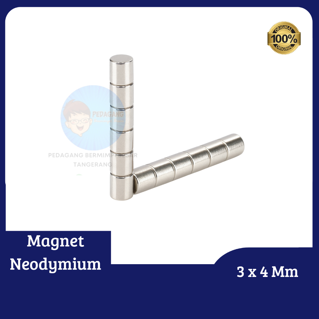 Magnet Neodymium Bulat 3x4 mm 3x4mm 3 x 4 mm 3mm x 4mm 3*4 mm Mahnet