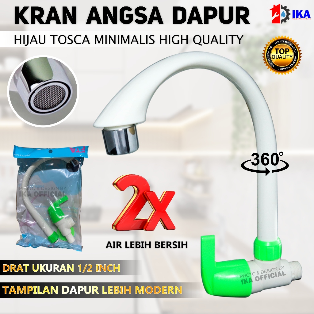 KRAN ANGSA HIJAU TOSCA PVC BALING ENGKOL 1/2 INCH - KRAN CUCI PIRING / Kran Angsa 1/2 in High Qualit
