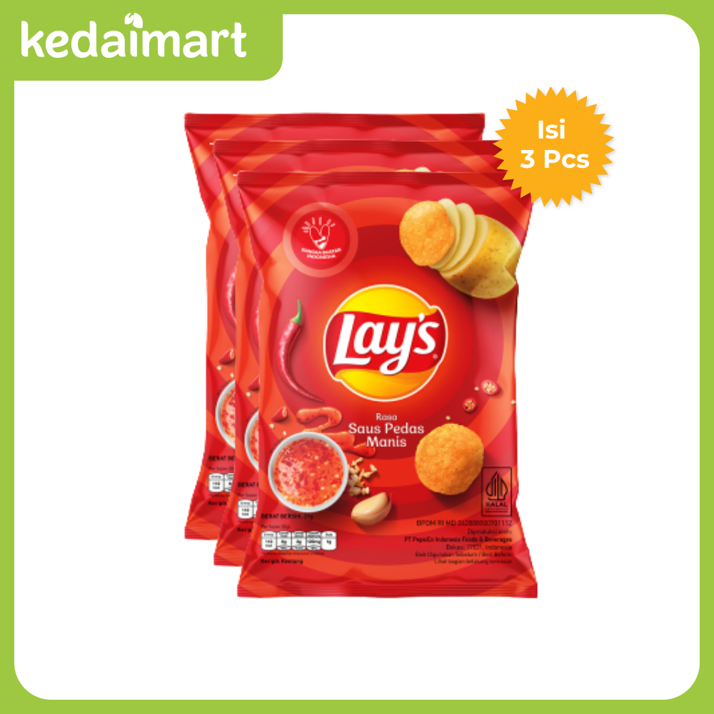 

Lays Keripik Kentang Rasa Saus Pedas Manis 31 Gram X 3 Pcs