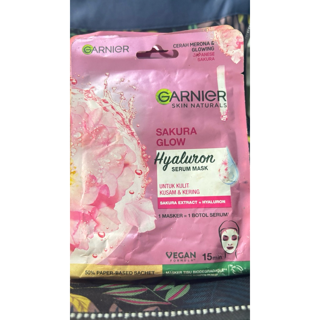 (RIJEK KEMASAN)Garnier Serum Mask Sakura Glow Skin Care x 10 Pcs - Masker Wajah Skincare Glowing (Sa