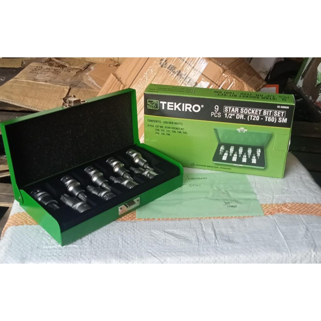 Tekiro Star Socket Bit Set 9 Pcs / Mata Kunci Sok Bintang 1/2" Tekiro