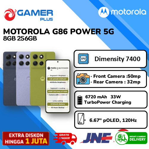 Motorola G86 Power 5G 8/256GB - Dimensity7400 - 6720mAh - 6.67" pOLED 1.5K 120Hz - MIL810H IP68/69 G
