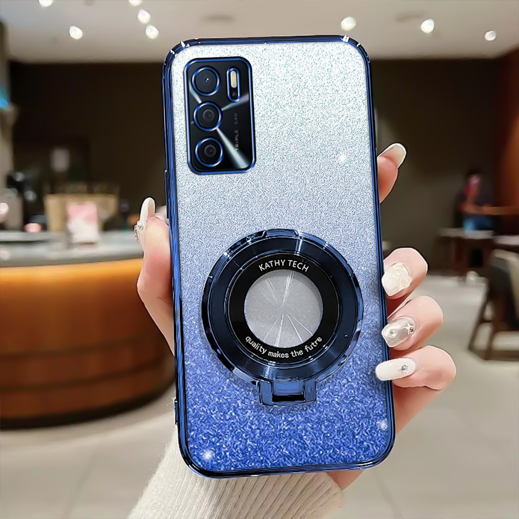 Case Oppo A16, A16S Softcase Glitter Luxury With Ring Magnetic Holder