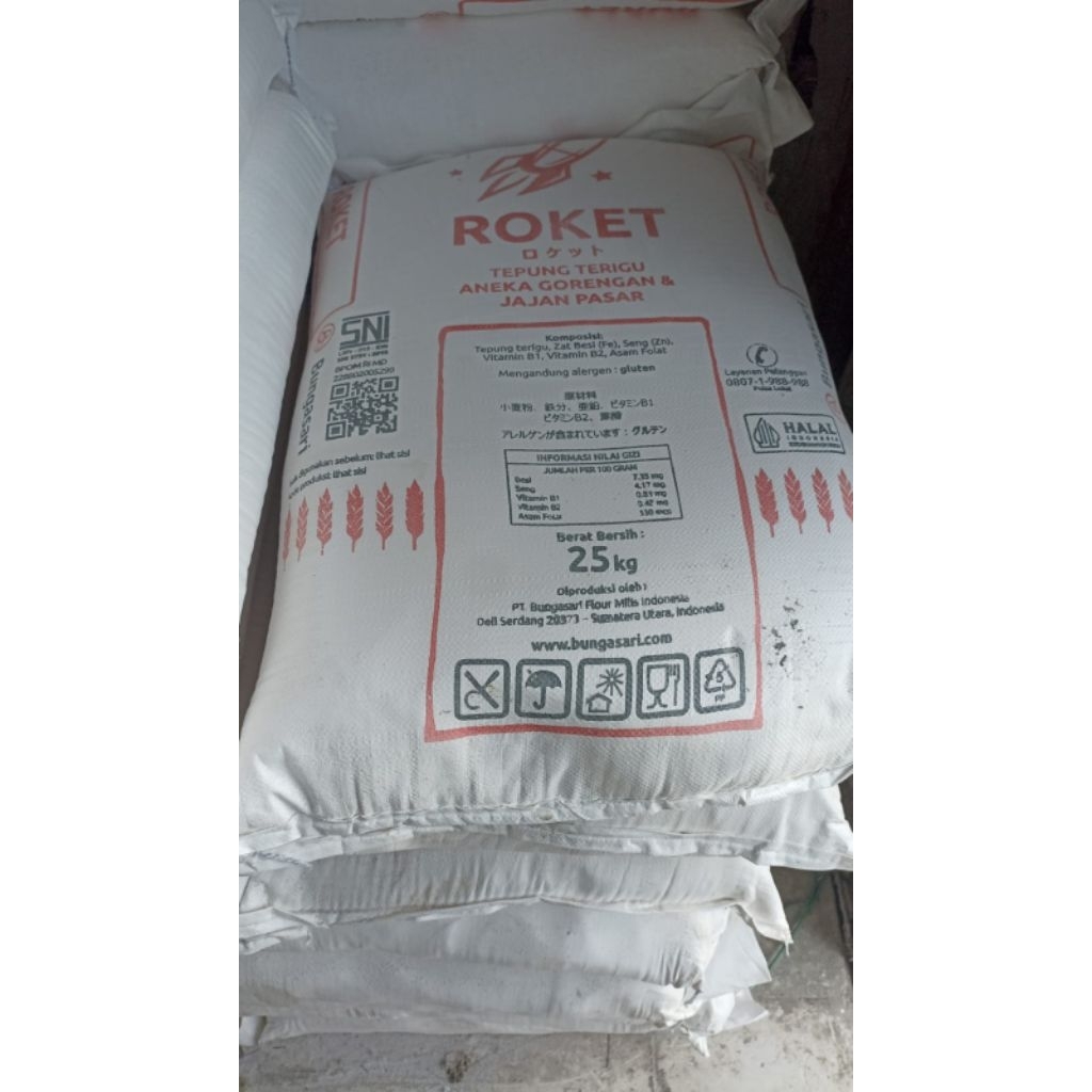 Tepung Roti Roket 25kg, Tepung Terigu, Tepung Murah, Tepung Bungasari