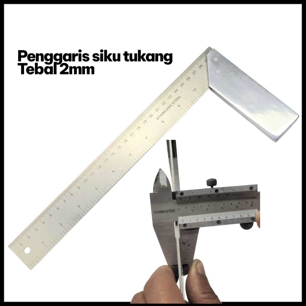 

penggaris siku tukang bahan stainless tebang 2mm