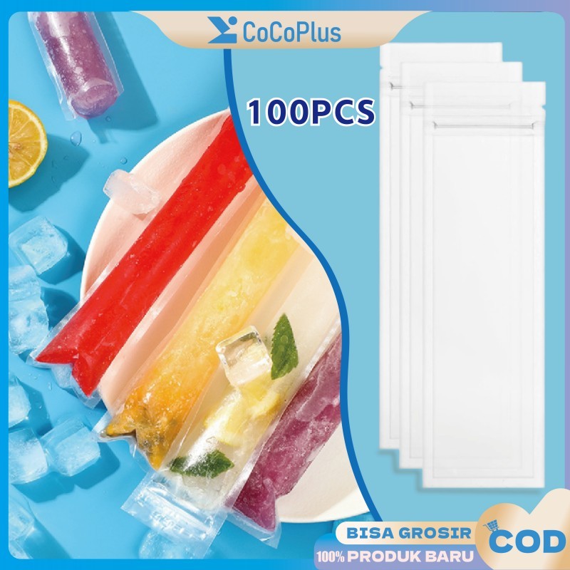 【100pcs Cetakan Es Batu】Kantong Plastik Pembuatan Es Lilin Komersial - Peralatan Usaha Minuman Dingi
