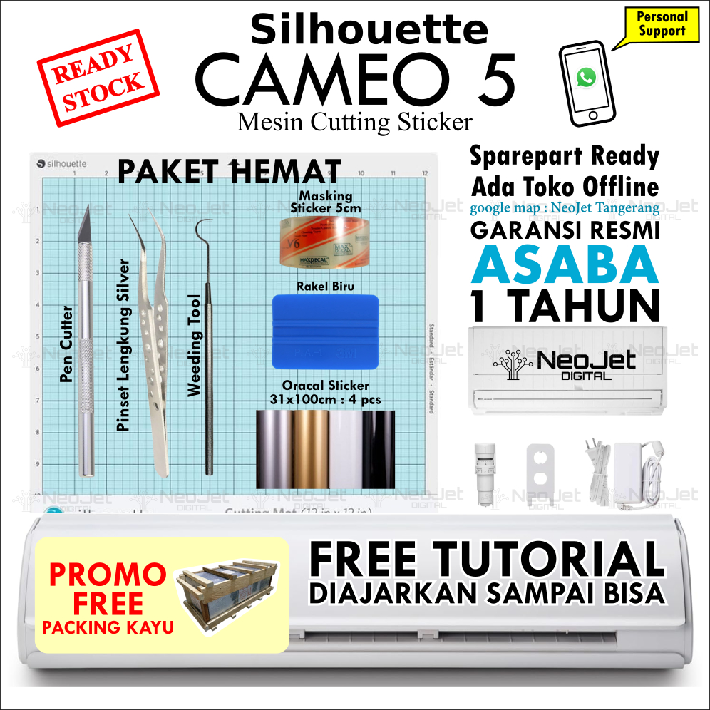 

Paket Mesin Cutting Cameo 5 BLACK HITAM Tool Kit Sticker Oracal Masking Sticker Packing Kayu