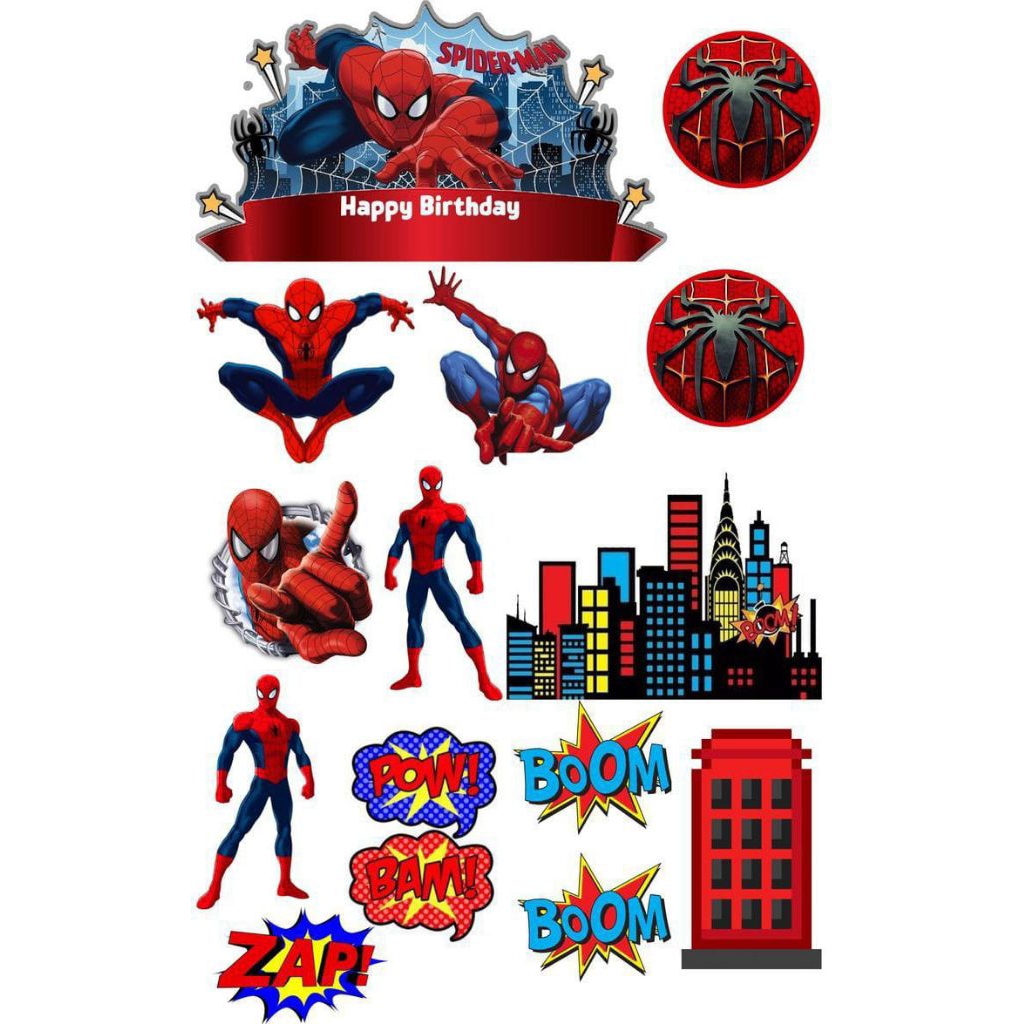TOPPER SPIDERMAN CUSTOM NAMA/HIASAN Cake Ultah SPIDERMAN