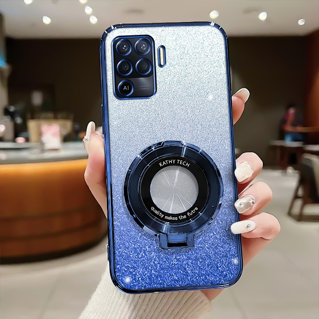 Case Oppo Reno 5F Softcase Glitter Luxury With Ring Magnetic Holder