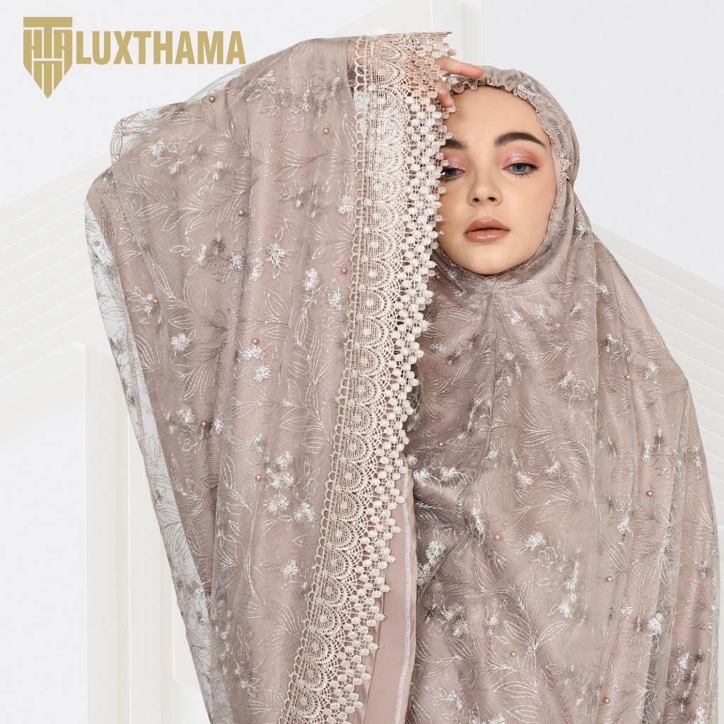 Mukena Dewasa Sutra Brokat Gliter Mewah Renda Ziper