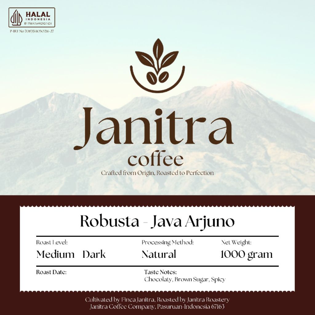 

Kopi Robusta Natural - Java Arjuno by Janitra Coffee (Roasted Bean | Kopi Bubuk) 250 gram | 500 gram | 1 Kg
