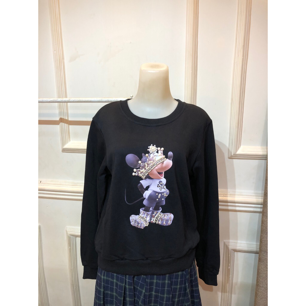 Atasan Sweater Wanita Lengan panjang Mickey Mouse