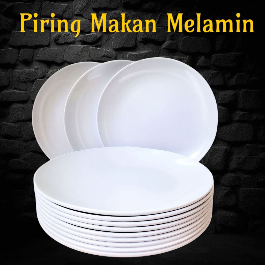 Piring Melamin Bulat 9 inci/ Piring Makan Putih Melamin/ Piring Kue Saji