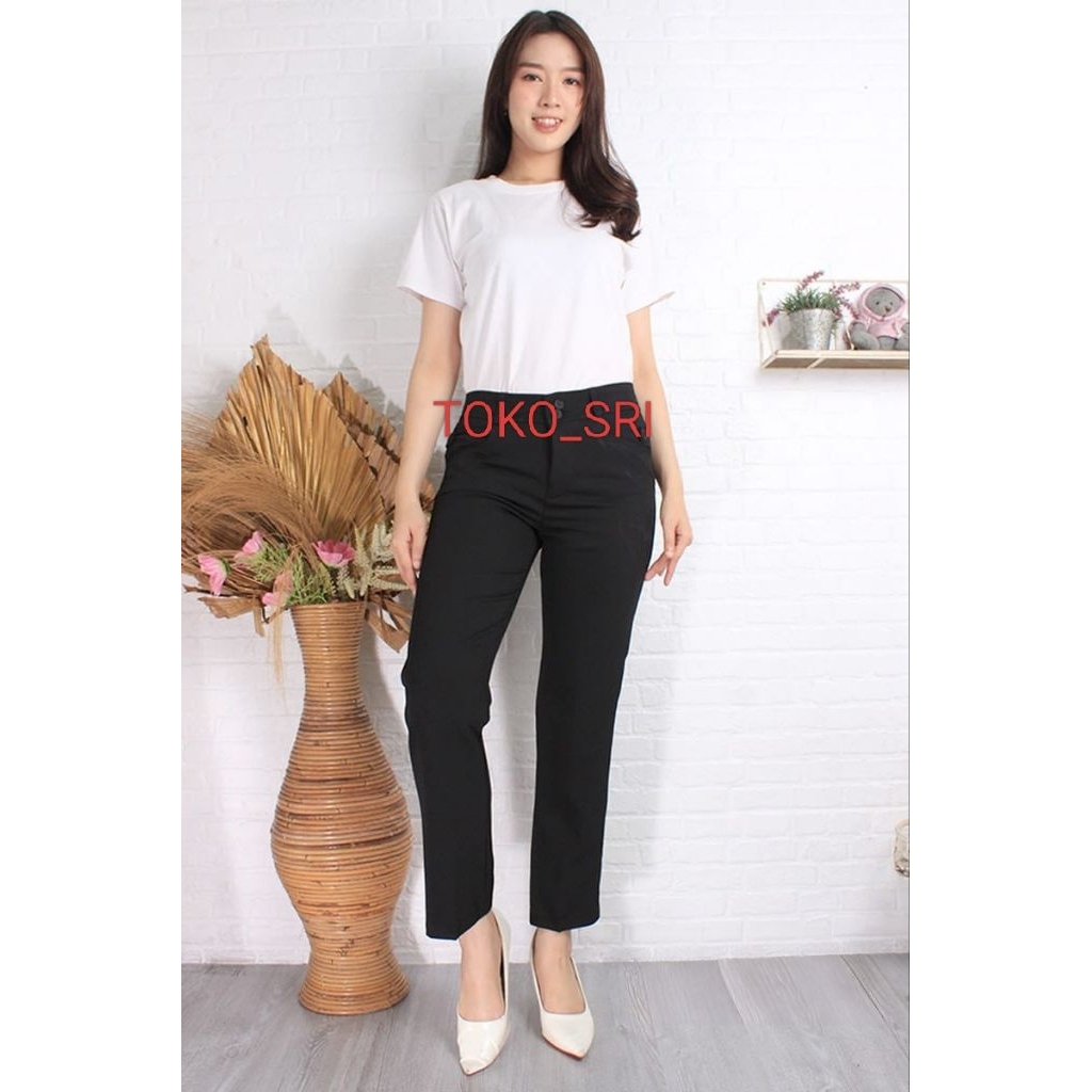 celana kantor wanita bahan kain/celana formal kantor wanita/celana kantor model kancing