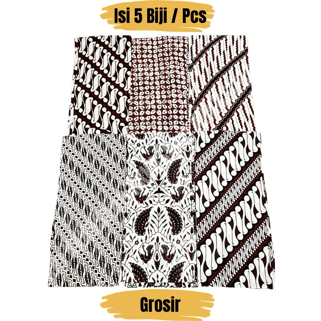 Grosir Isi 5 Biji Kain Panjang Batik, Kain Jarik Jarit, Kain Batu Pekalongan Cirebon Sogan Halus Ece