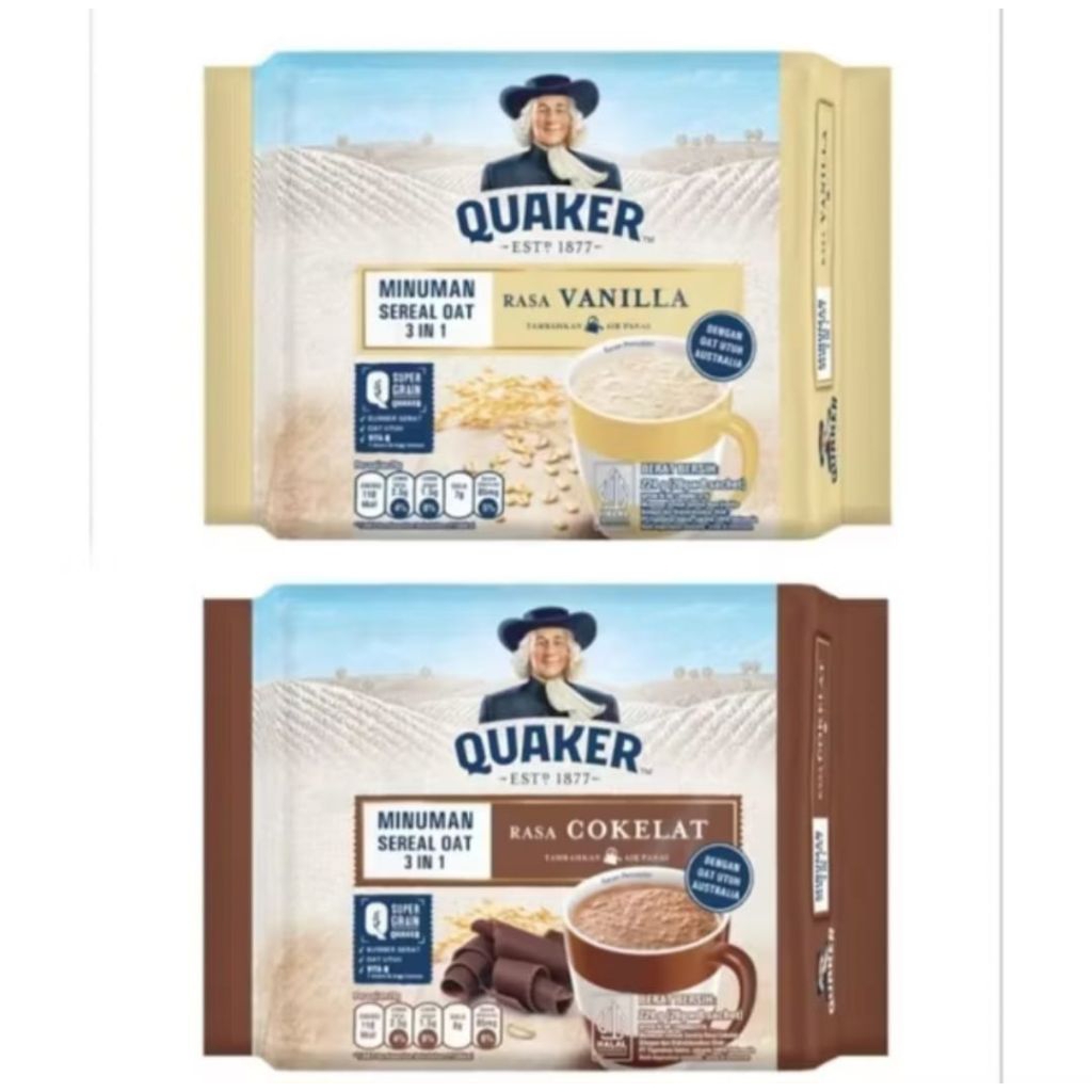 

Quaker Oats 3IN1 Minuman Sereal Instant Rasa Vanila dan Cokelat 8x28gr (kadaluwarsa Maret 2026)