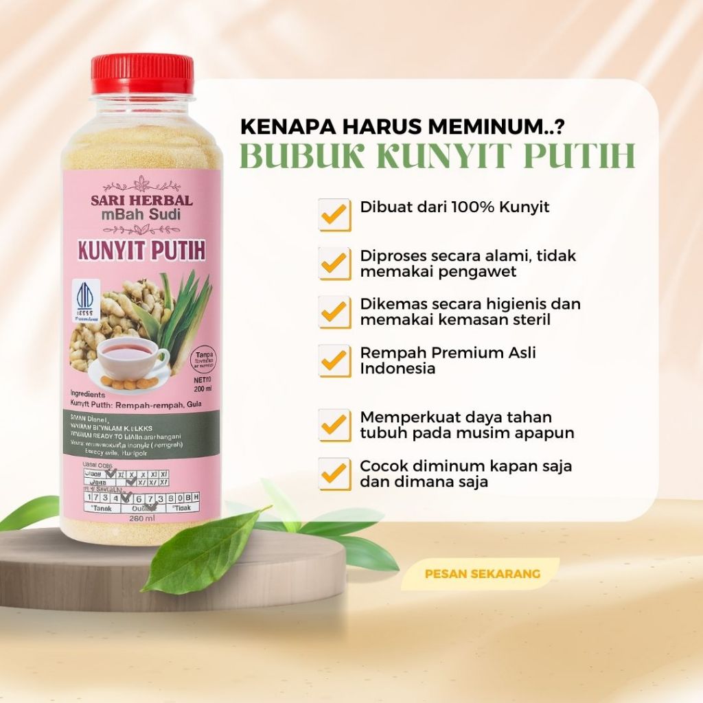 

Kunyit Putih Bubuk 100 % asli murni tanpa bahan campuran - Minuman herbal instan