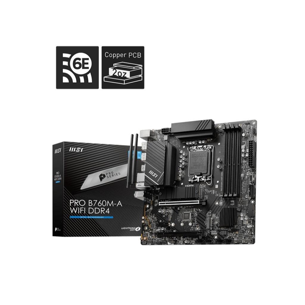 MSI PRO B760M-A WIFI DDR4 Motherboard (DDR4, B760, LGA1700)