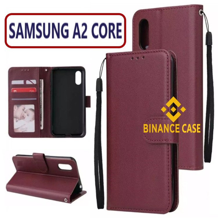 LEATHER FLIP CASE SAMSUNG A2 CORE CASE KULIT FLIP WALLET LEATHER KULIT PREMIUM SARUNG BUKA TUTUP KES
