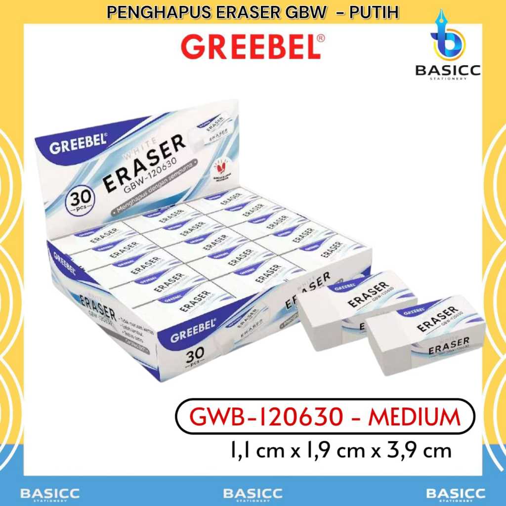 

Greebel Penghapus Stip Putih Eraser GBW-120630 Medium | @ 1 Pcs