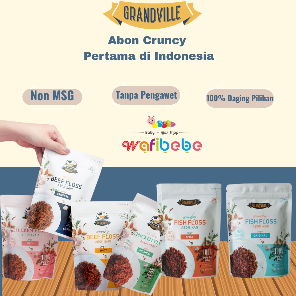

Grandville Abon Sapi Ayam Ikan Crunchy Original Makanan MPASI Instan Snack Anak Non MSG Halal