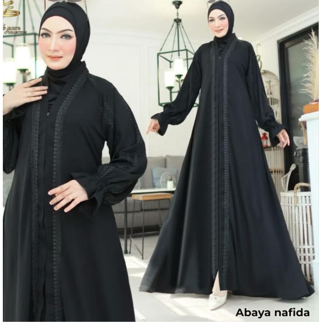 Abaya Nafida Gamis Abaya Hitam Arab Mewah