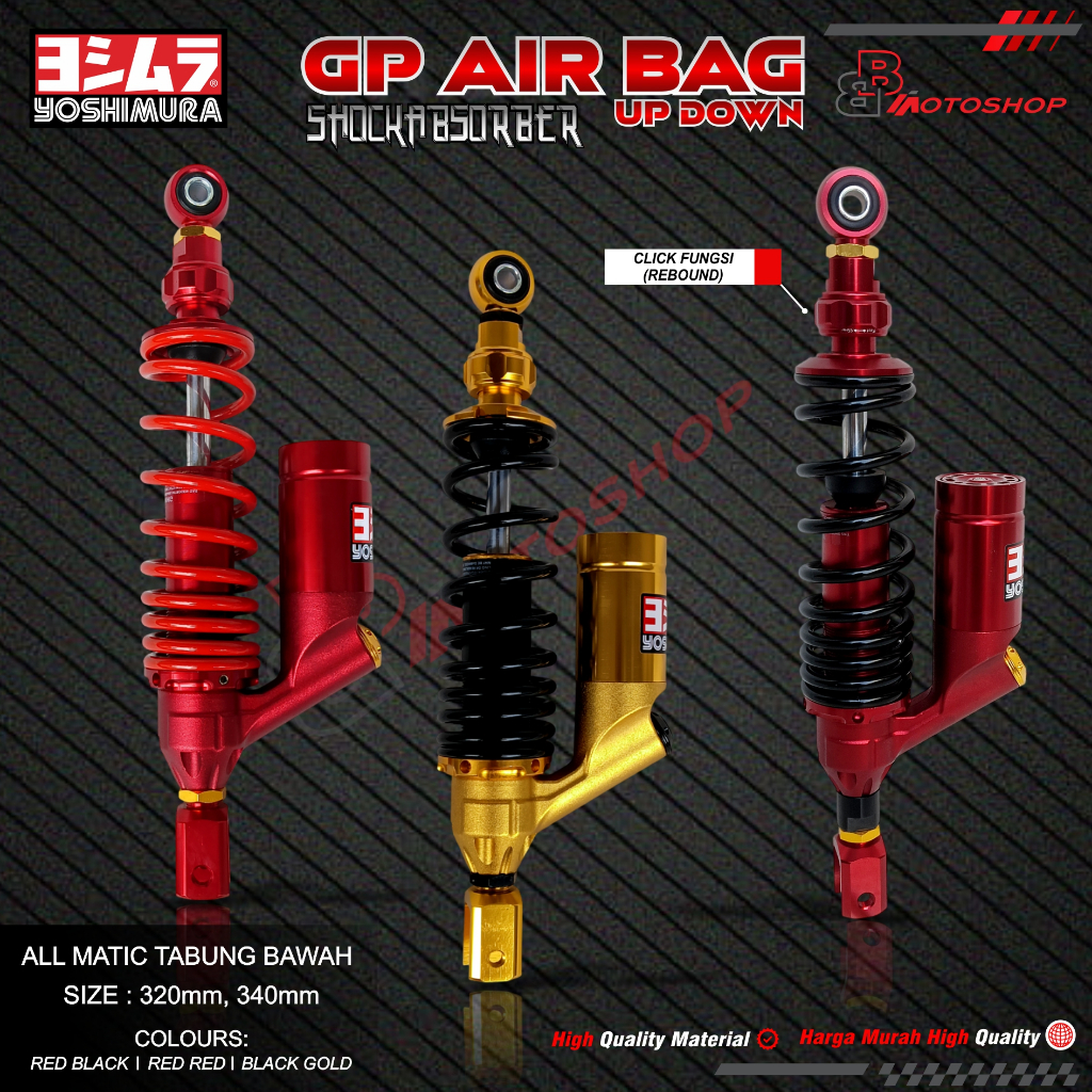 Shock Breaker Tabung Bawah Click Fungsi GP Air Bag Uk 320mm 340mm semua motor matic