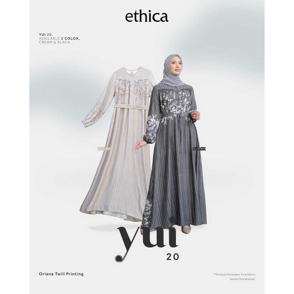 ETHICA GAMIS YUI 20 BLACK DAN CREAM / gamis wanita kekinian ethica  / gamis ethica terbaru 2025