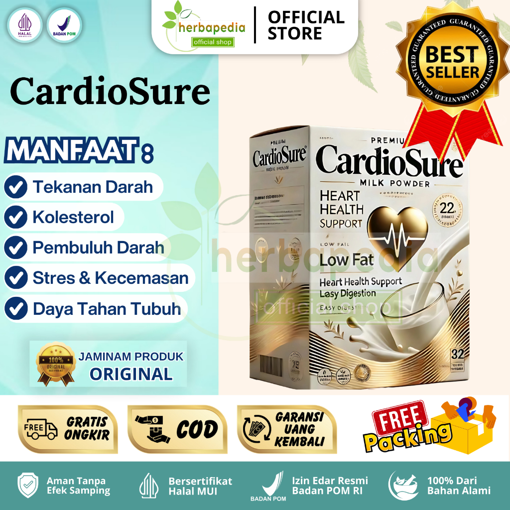 

CARDIOSURE MILK SUSU OBAT HIPERTENSI JANTUNG STRUK KOLESTROL ASAM URAT 100% ORIGINAL