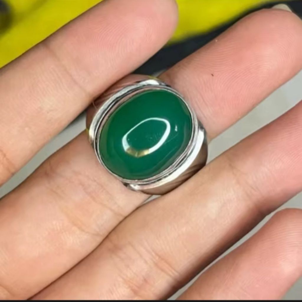 cincin batu akik bacan cina ring monel