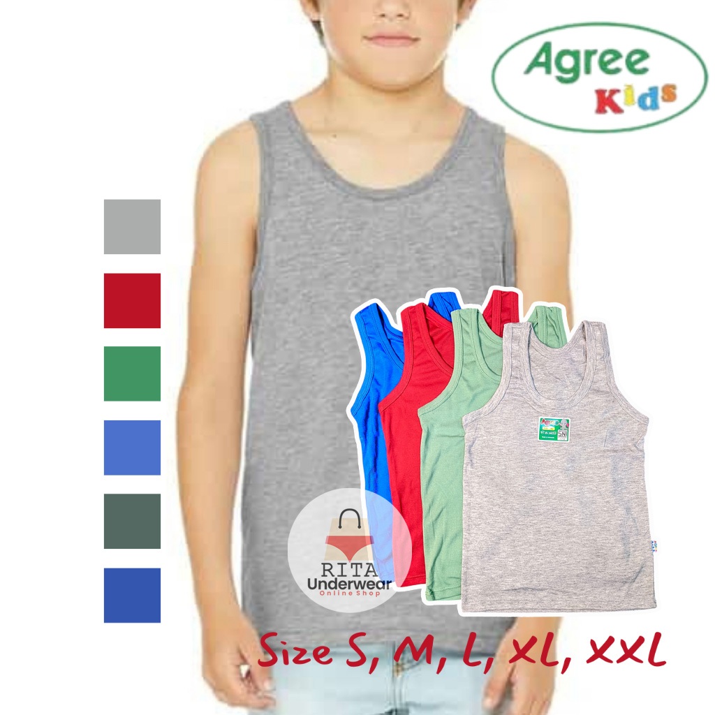 6Pcs 3Pcs Singlet Anak Agree Warna Singlet Anak Cowok Kaos Dalam Anak Cowok SD