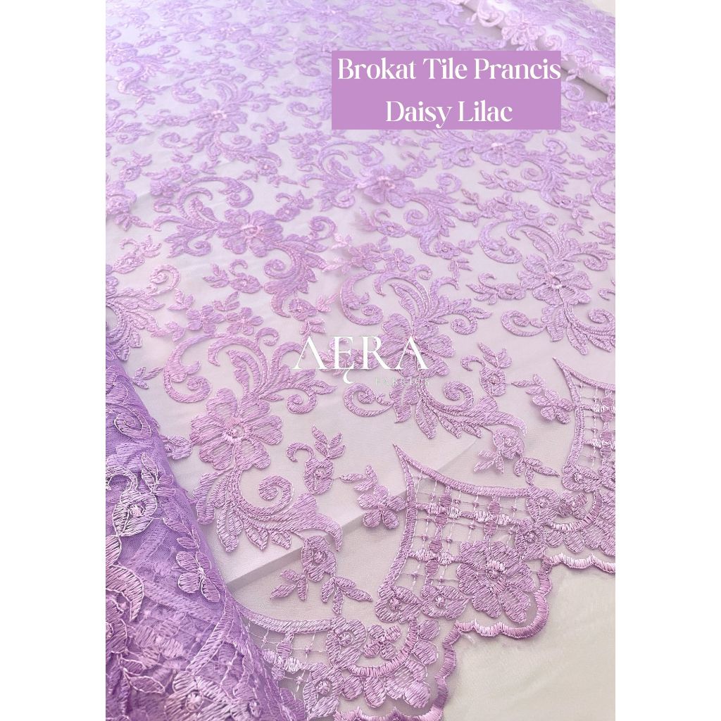 0,5 meter Kain Tile Etnik/ Tile Sapto/ Bahan Brokat Kebaya LILAC