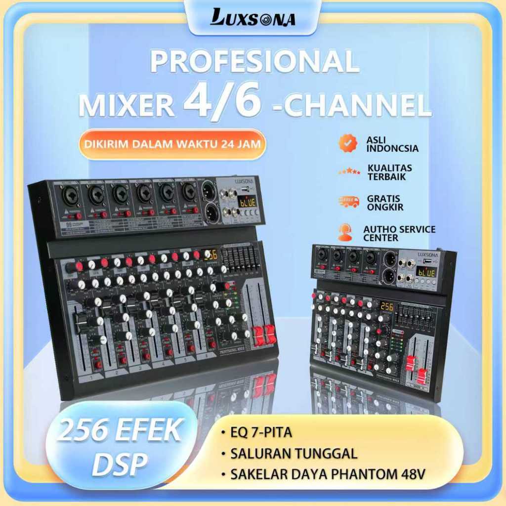 4/6 Mixer audio saluran/256DSP mixer audio profesional/equalizer suara/penguat audio/mendukung perek