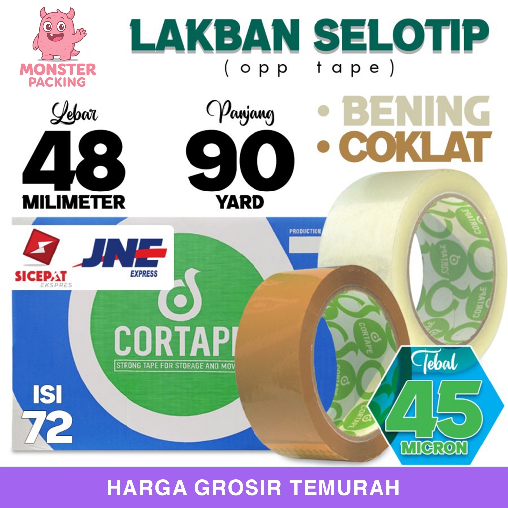 

Lakban isolasi Solatip 48mm x 90y OPP Tape Cortape Varian KARGO / DUS