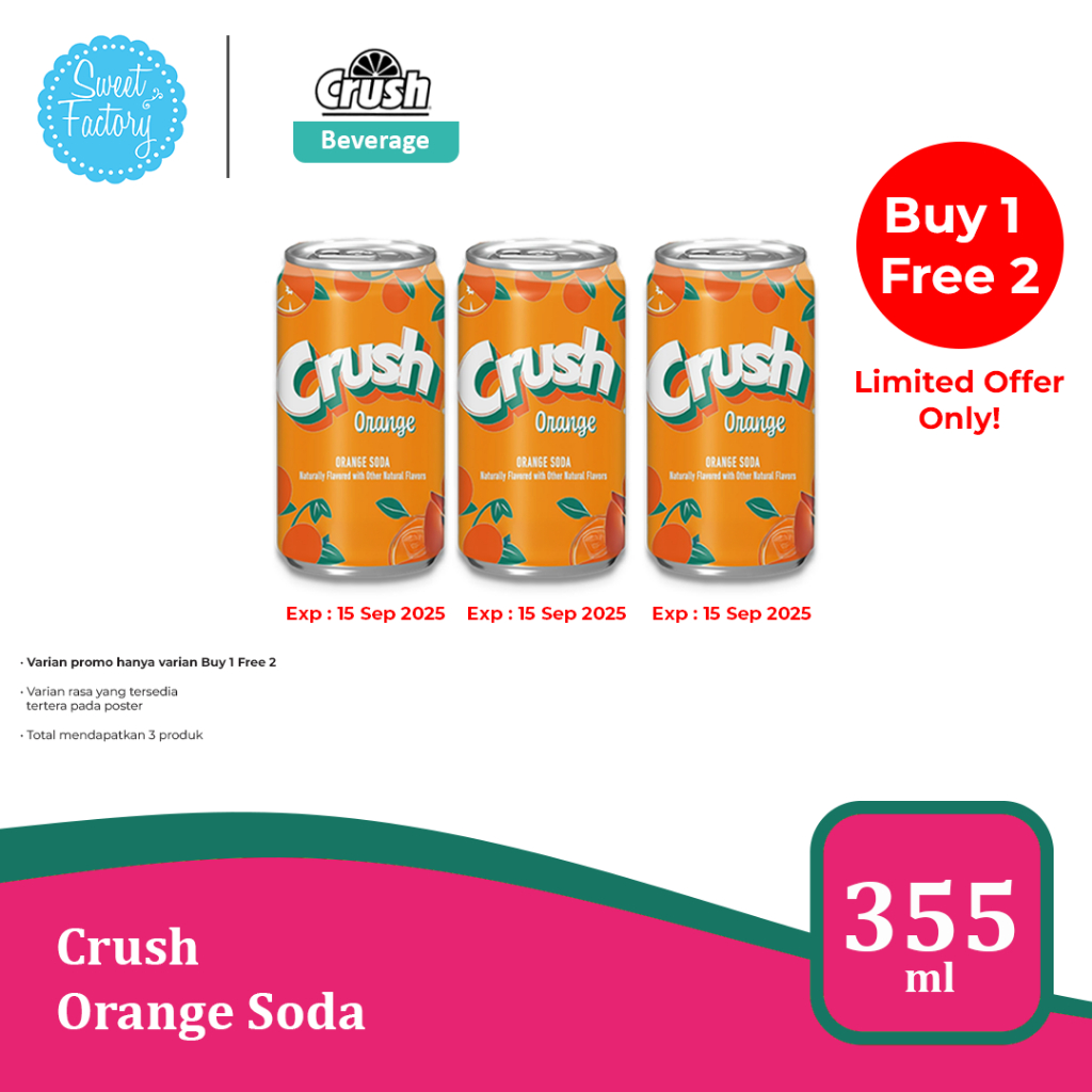 

Crush Drink Soda - Minuman Rasa Jeruk & Strawberry