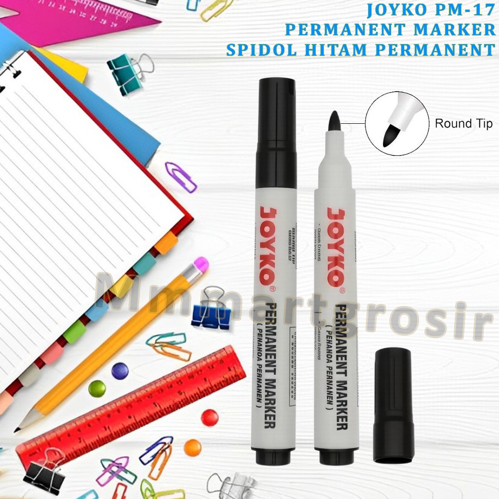 

Joyko / Permanent Marker / Spidol Tinta Warna Hitam Permanent / PM-17