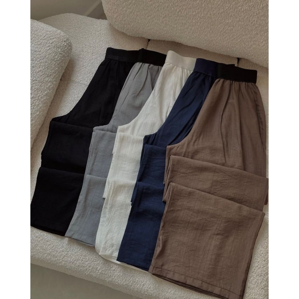 Awles Linen Pants | Kulot Pinggang Karet Linen Wanita | Kulot Linen Polos Wanita